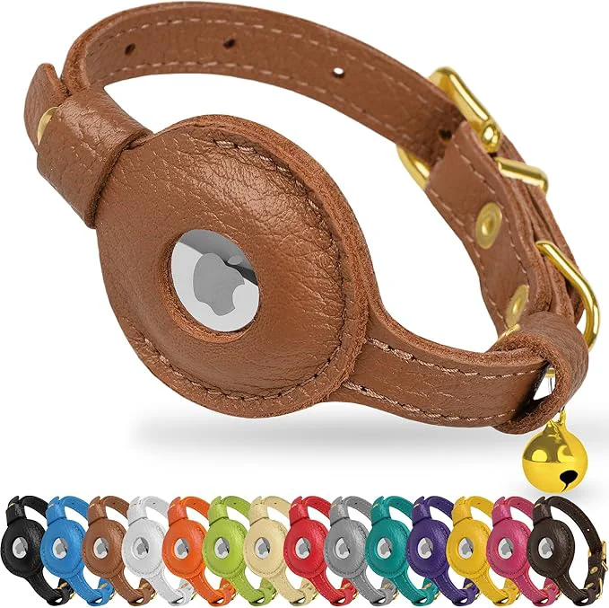 Traditional OOPSDOGGY Leather AirTag Cat Collar Breathable