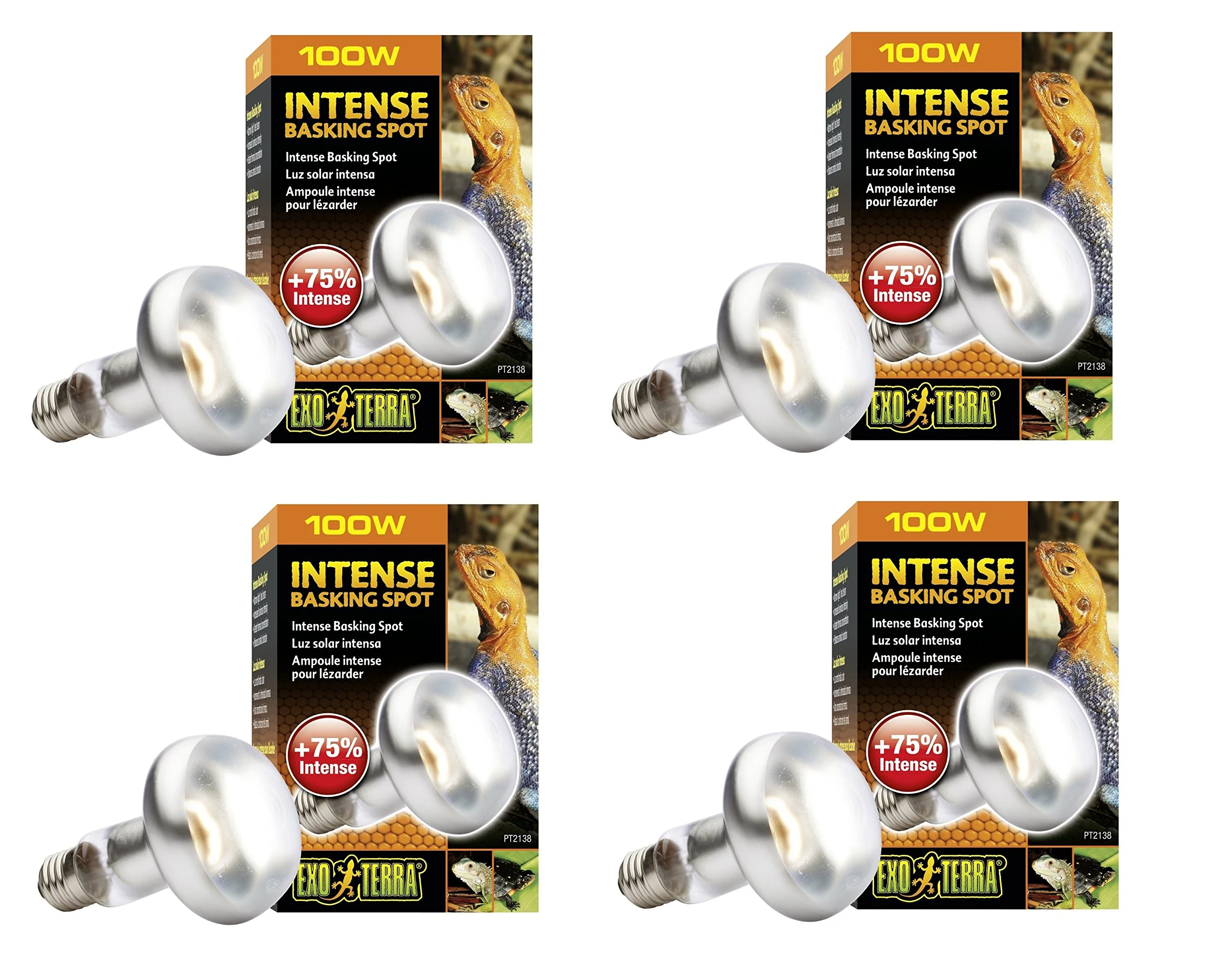 Quality Exo Terra Sun-Glo Basking Infrared Spot Lamp 100W 4 Pack – Tight Beam UVA Casual