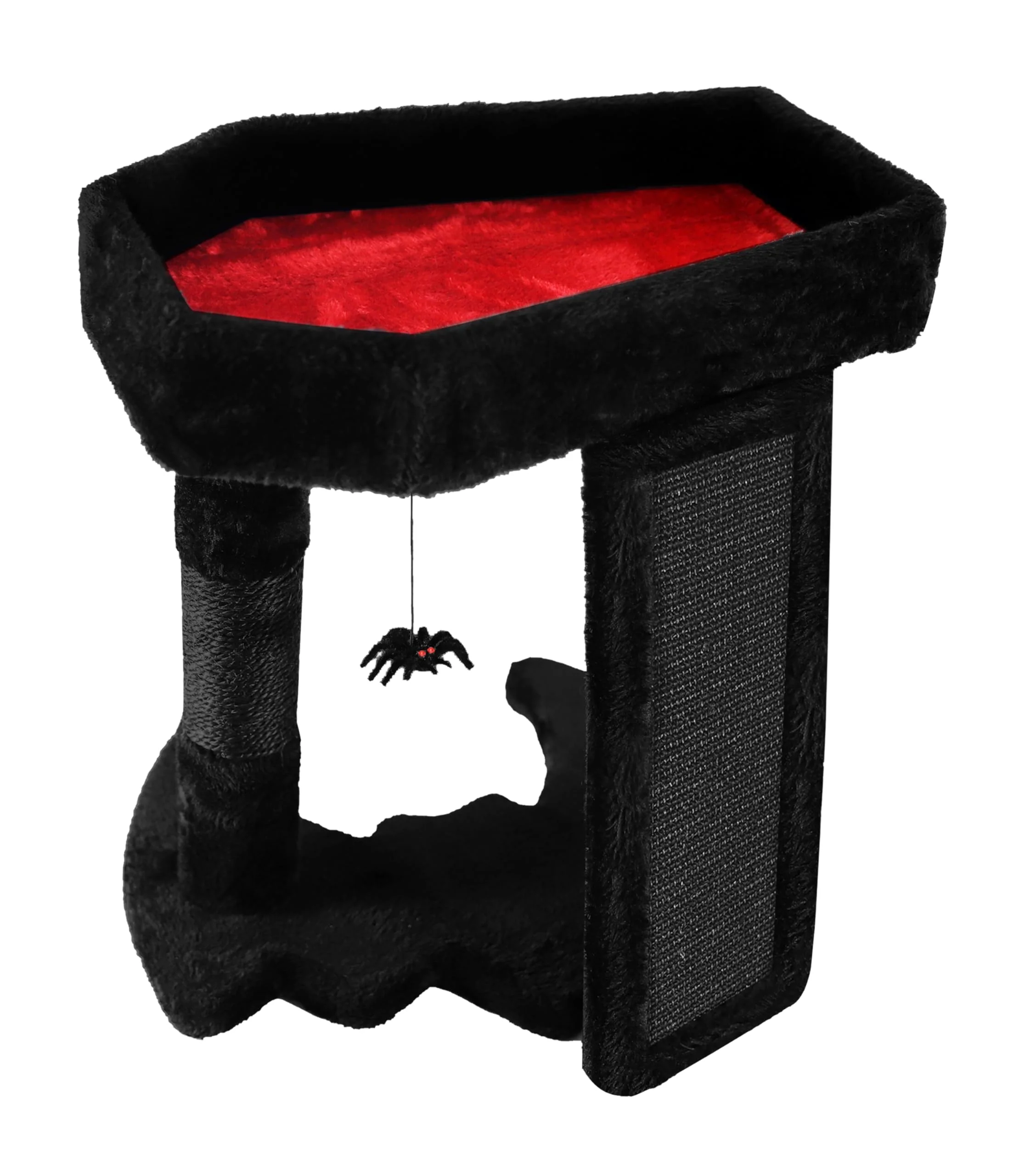 Traditional PuzzlePaw Gothic Cat Tree Tower with Coffin Bed – Halloween Spooky Scratch Spider Toy Optimized