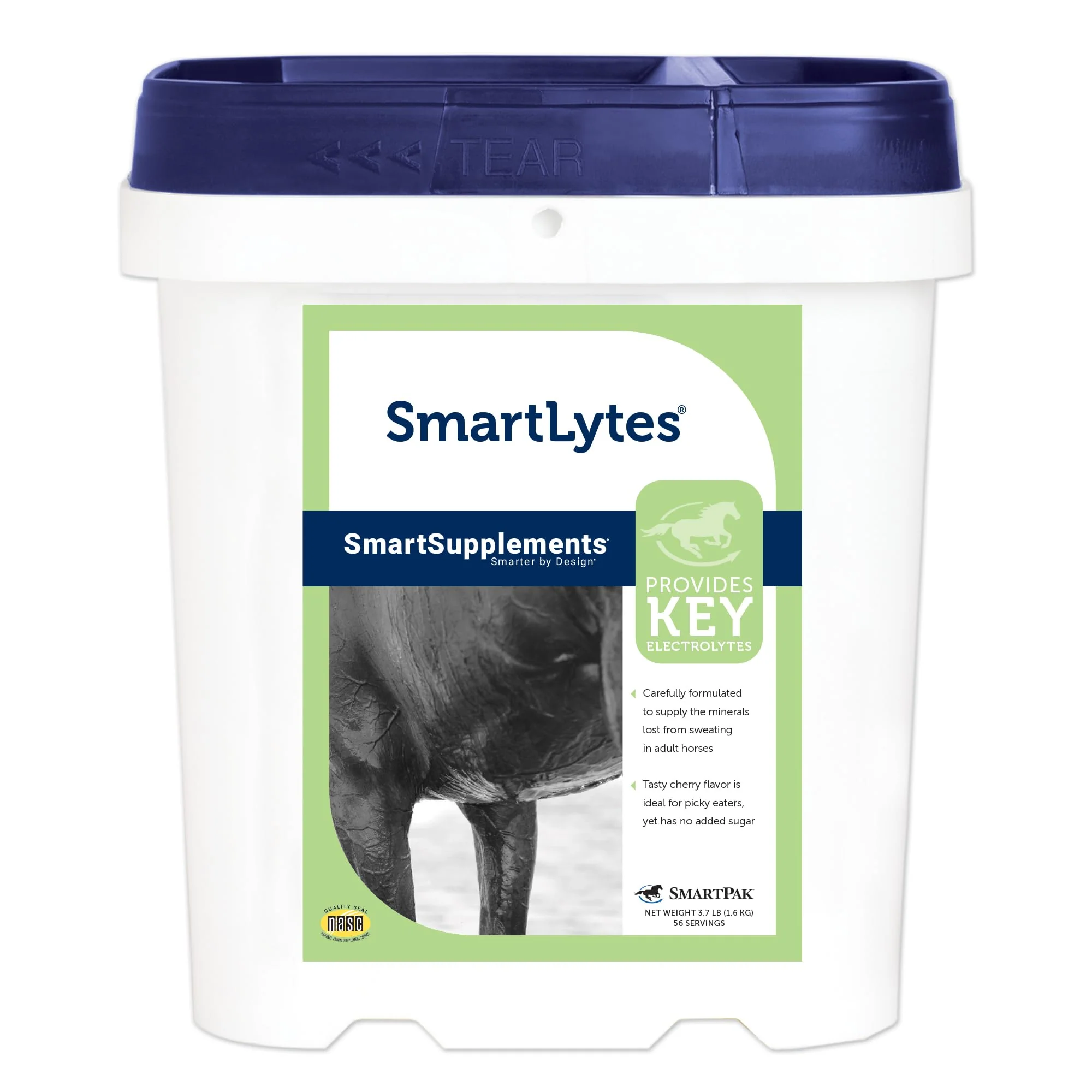 Specialty SmartEquine SmartLytes Horse Electrolyte Powder Supplement Cherry Flavor No Added Sugar 56 Servings 3.7 lb Bucket Reliable