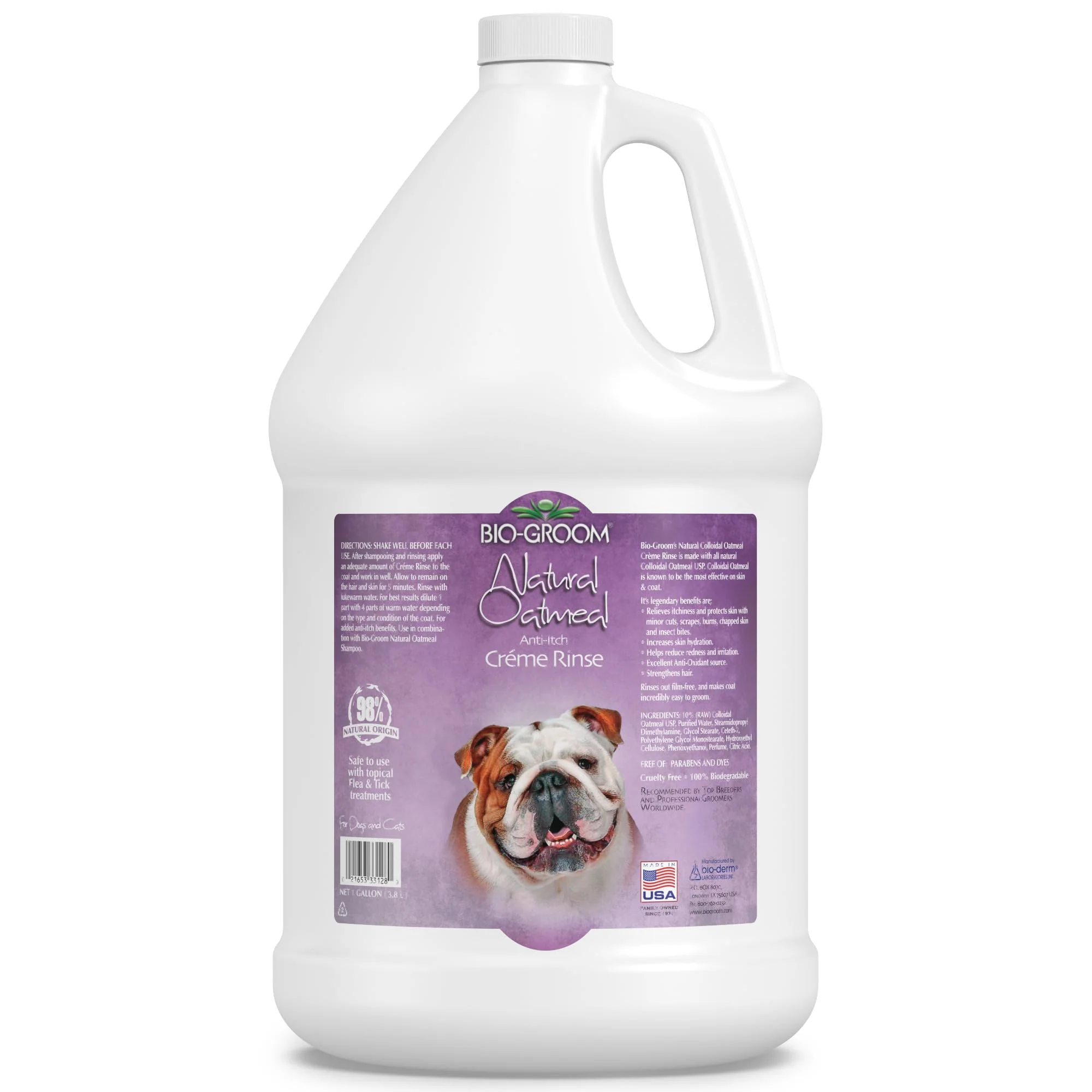 Elite Bio-Groom Oatmeal Dog Conditioner – Anti-Itch Cruelty- Made in USA For Sensitive Skin Traditional