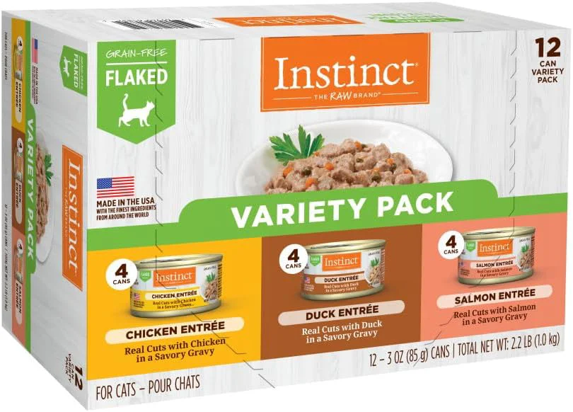 Recyclable Instinct Flaked Entrée Wet Canned Cat Food - Variety Pack 3 oz. Cans Pack of 12 Carefully Designed
