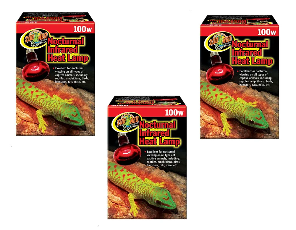 Verified Zoo Med Nocturnal Infrared Heat Lamp 100W — Pack of 3 Clean