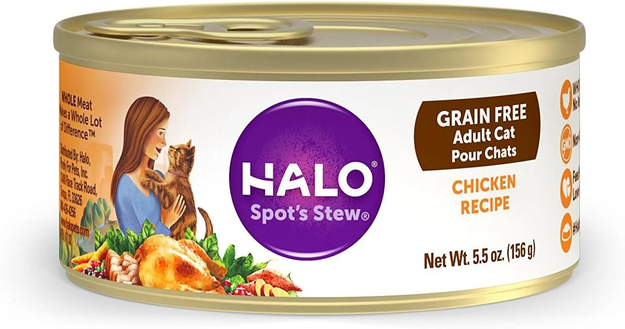 Expertly Made Halo Wet Cat Food Whole Chicken Recipe Grain Wet Cat Pate Canned Cat Food for Extra Hydration 5.5 Oz Can Pack of 12 Optimized
