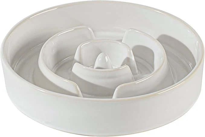 Recyclable Ceramic 3.2 Cup Dog Bowl Slow Feeder for Large Dog 9.5inch Pet Slow Dish Stop Bloat Preventing Choking Single Bowl Reactived Glaze -White About ThisOverview Professional