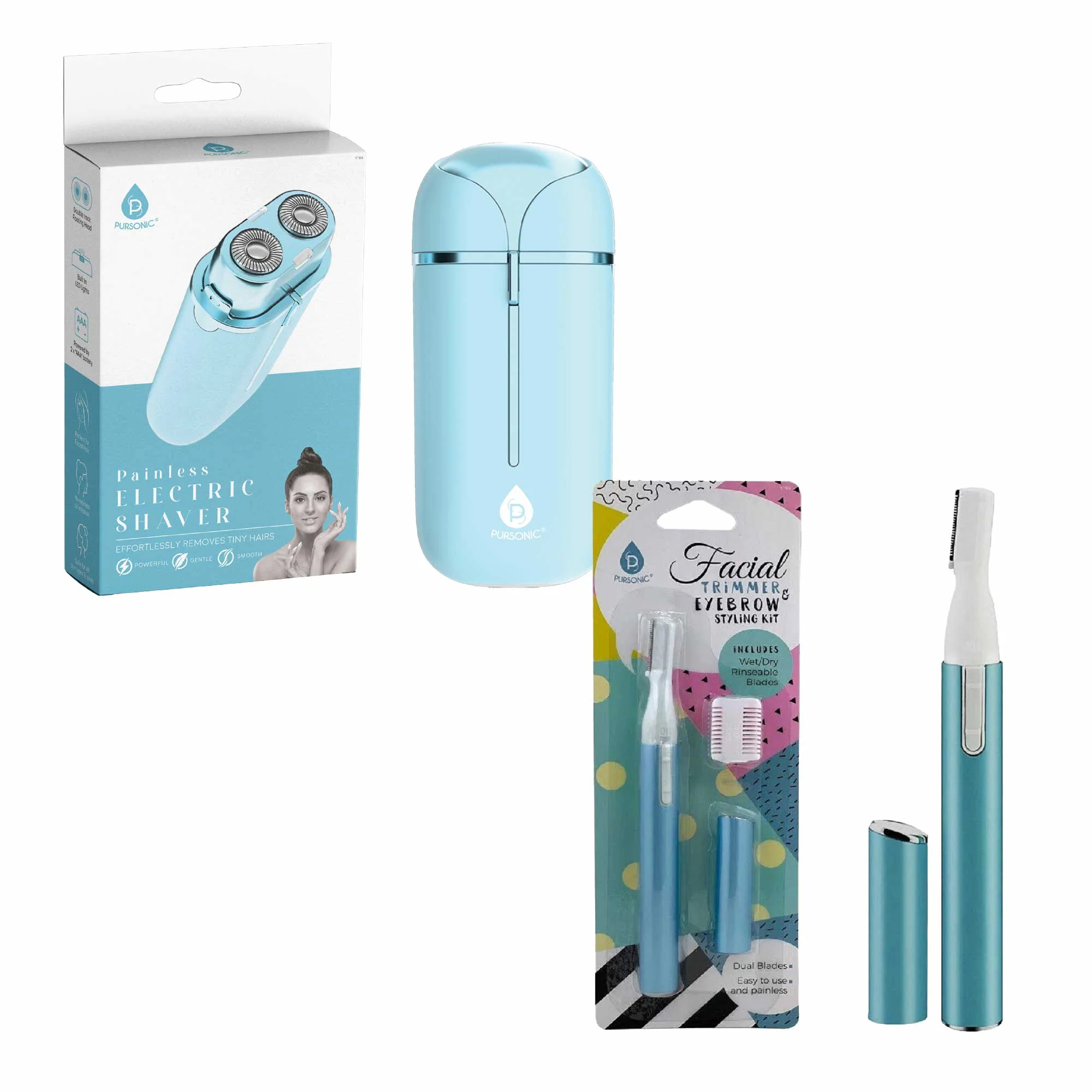 Breathable Pursonic Precision Facial Trimming Brow Styling and Painless Shaving in One Kit. Proven
