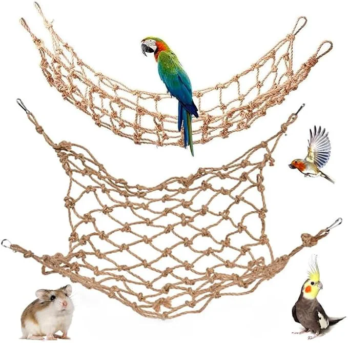 Durable 2 Packs Natural Bird Rope Net Parrot Swing Hammock Relaxed
