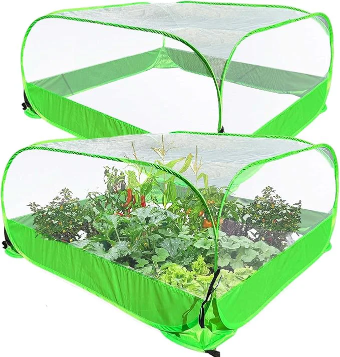 Recyclable Pop Up Garden Mesh Plant Cover 2Pcs Outdoor Plant Protector Mesh Plant Functional