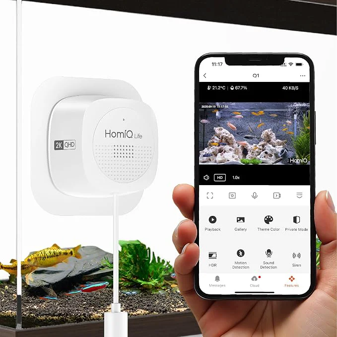 Innovative 3MP 2K Aquarium Terrarium Pet Camera.Magnetic Install Close-Focus Lens Easy-to-Use