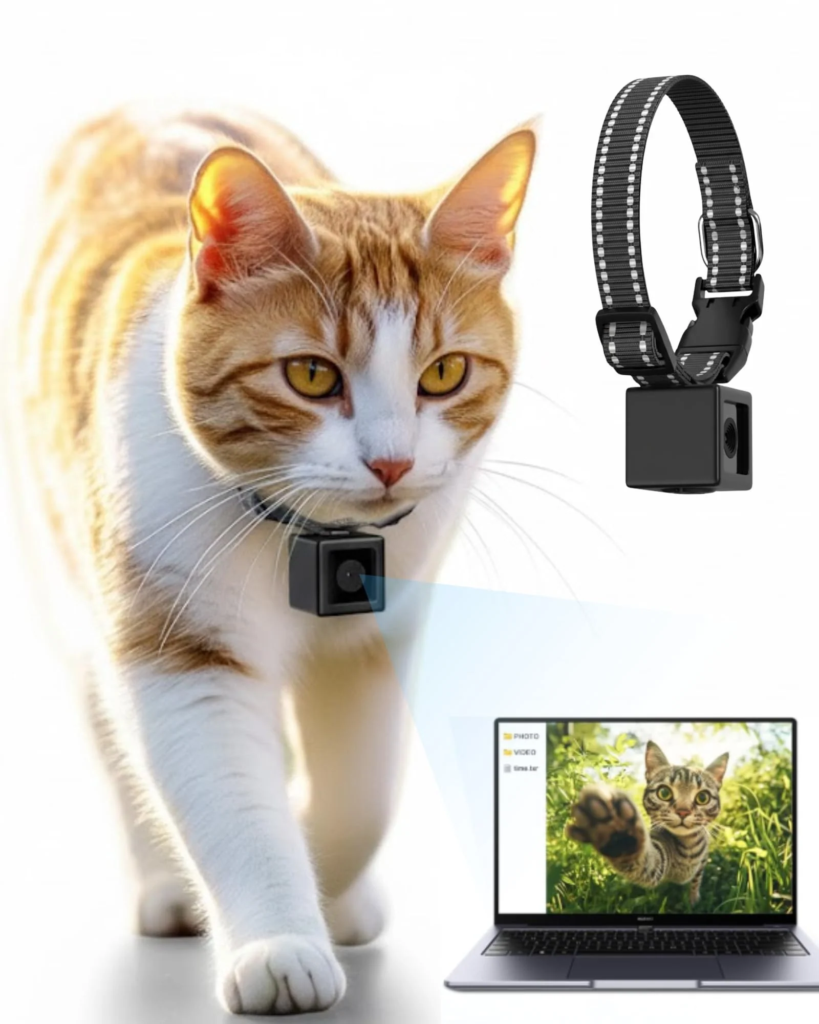 Soft ZoomaraKam Cat Camera Collar — 1080P HD Pet POV Cam No WiFi No App Lightweight XS Advanced