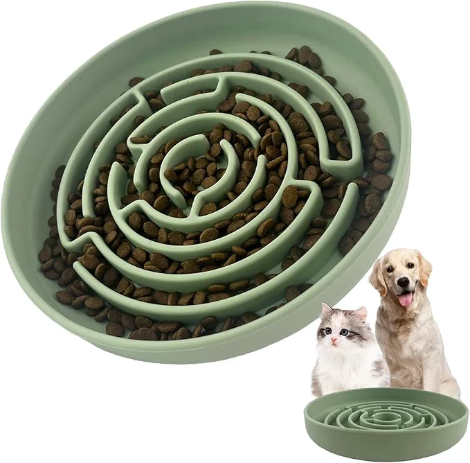 Authentic Pet Puzzle Bowl 2 Cups Silicone Slow Feeder Dog Cat Bowl with Suction Cups Non Slip Puzzle Bottle Lick Mat for Boredom and Anxiety Reduce Preventing Choking Dishwasher Safe Green About ThisOverview Premium