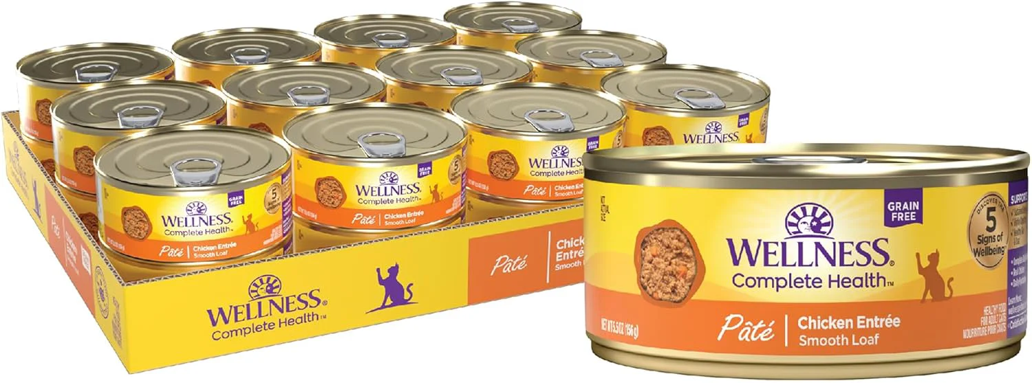 Clean Wellness Complete Health Pate Adult Wet Cat Food Natural Protein-Rich Grain 5.5 Ounce 24 Pack Chicken Practical
