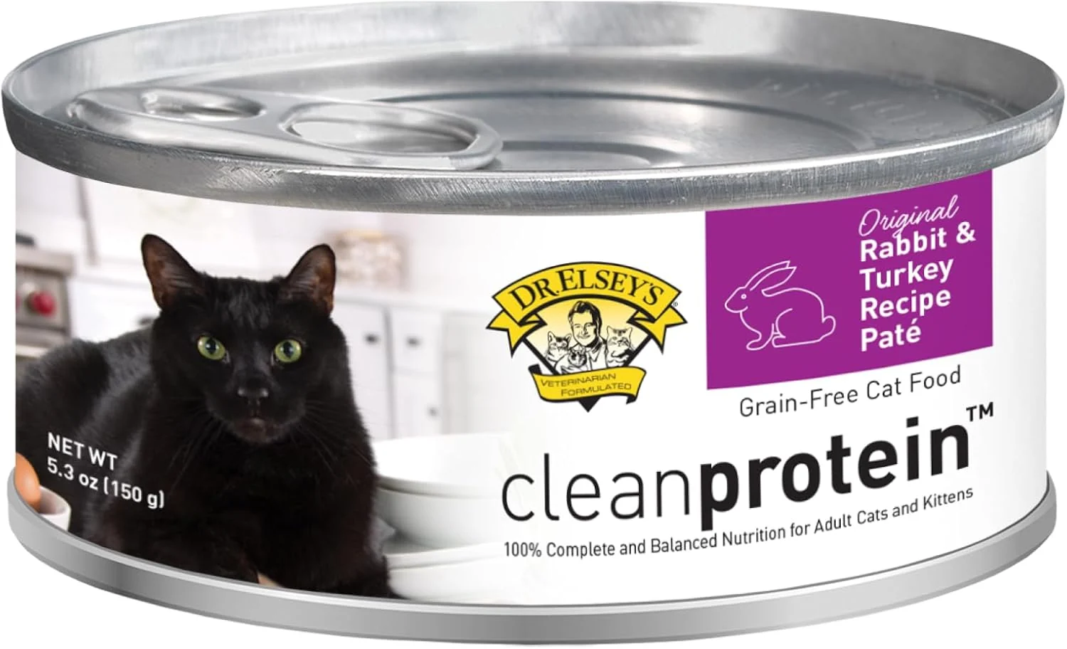 Sustainable Dr. Elsey's cleanprotein Rabbit Turkey Recipe Wet Cat Food Pack of 24 5.3oz Cans Flexible