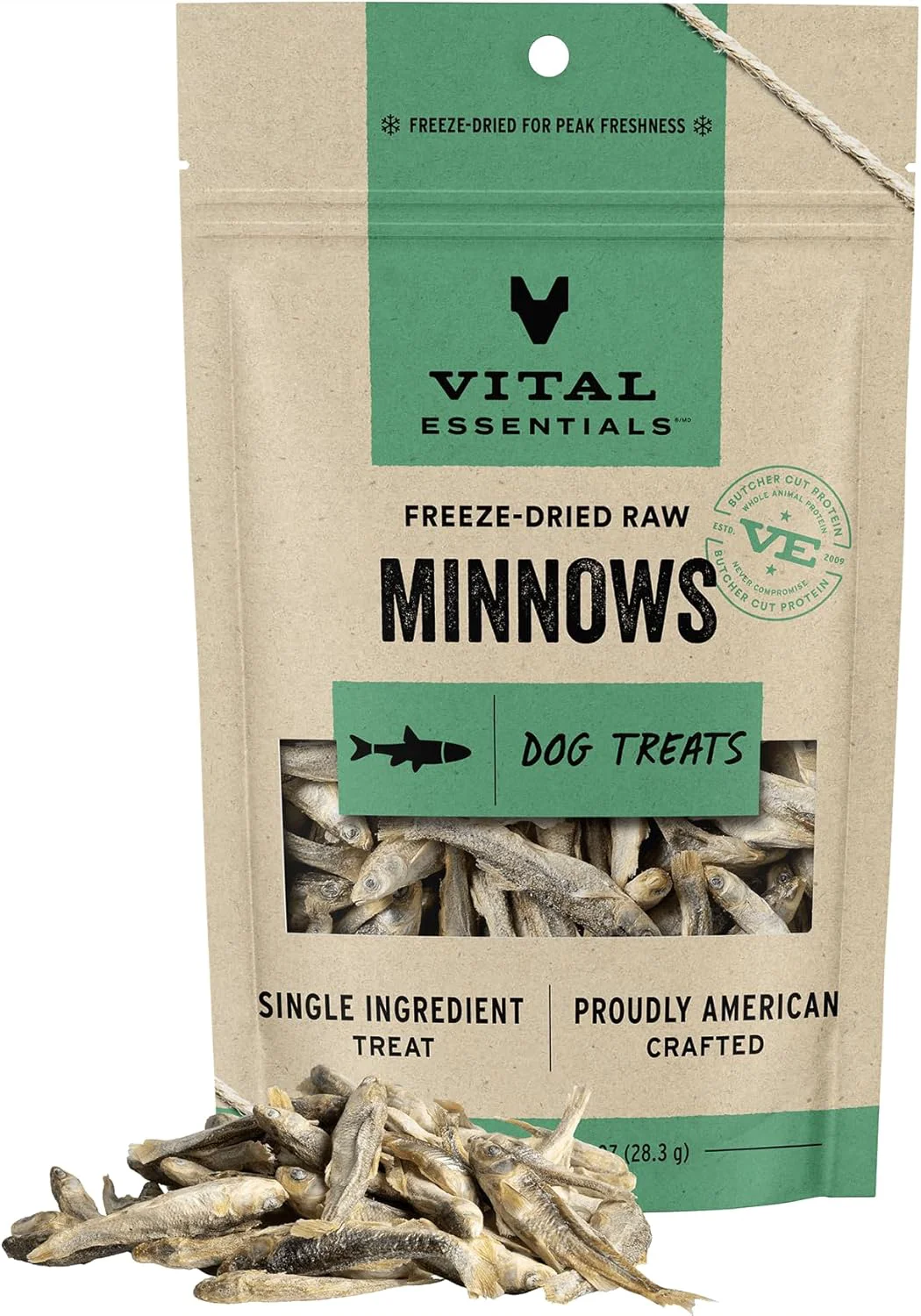 Consistent Vital Essentials Minnows Dog Treats 1 oz ze-Dried Raw Single Ingredient Premium Quality High Protein Training Treats Grain Gluten Filler Minimalist