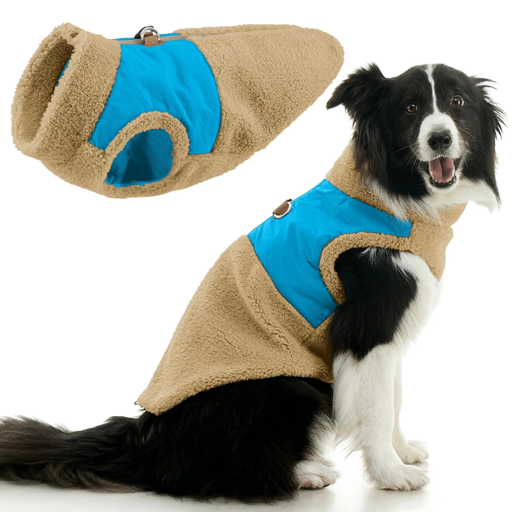 Dependable Gooby Zip Up Sherpa Vest Cream – Built-in Harness for Small Medium Dogs Environmentally Friendly
