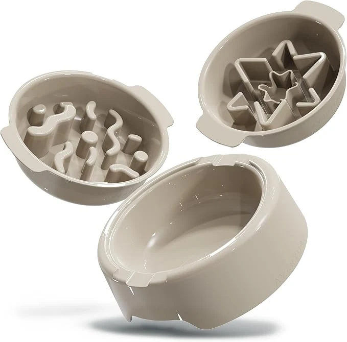 Advanced AVERYDAY 3 Pack Slow Feeder Dog Bowl Set Weighted Changeable Maze Insert Bowls Anti-Slip Puzzle Feeding Bowl for Wet Dry Raw Dog Food Slow Eating Deep Pet Food Dish for Medium Large BreedsAbout ThisOverview Artisan