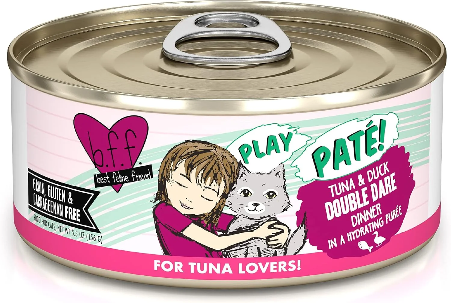 Advanced Weruva B.F.F. Play - Feline Friend Paté Lovers Aw Yeah Tuna Duck Double Dare with Tuna Duck 5.5oz Can Pack of 8 Powerful