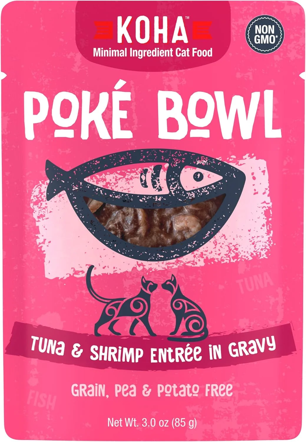 Comfortable KOHA Poké Bowl Tuna Shrimp Entree in Gravy for Cats 12-Pack of 3oz Pouches Carefully Designed