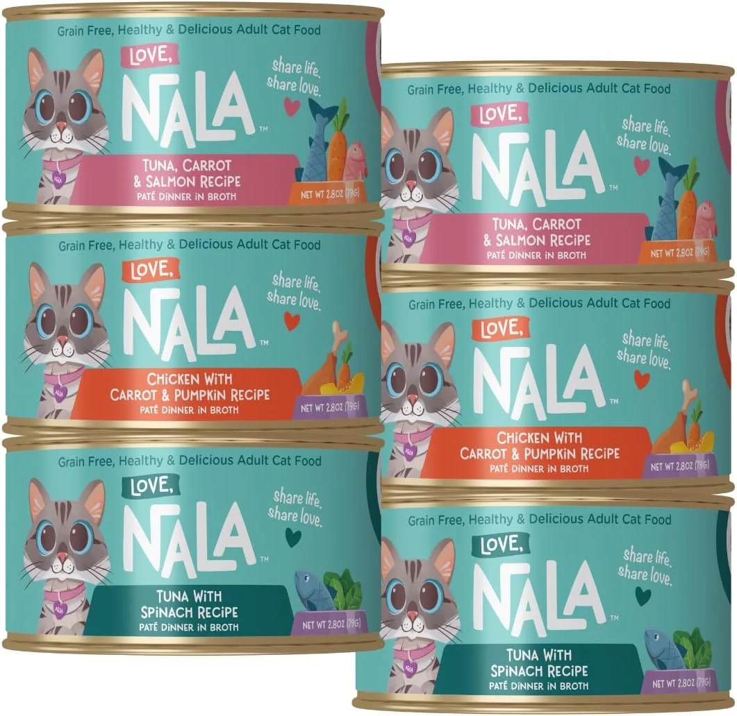 User-Friendly LOVE NALA - Natural Adult Cat Wet Food - Pate Variety Pack - Tuna Chicken Tuna and Salmon - Grain Non-GMO Fiber Blend Minerals Vitamins - 12 Pack 2.1 lbs. Practical