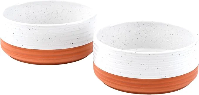 Sustainable SPUNKYJUNKY Ceramic Dog Bowls 2 Pack 7.3'' Dog Food Water Double Feeding Bowls Non-Slip for Medium to Large Sized Breed Microwave Dishwasher Safe - 42 OZ 2pcs Pattern WhiteAbout ThisOverview Crafted