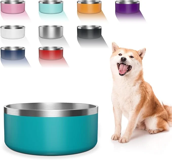 Sustainable Dog Bowl Stainless Steel Dog Food and Water Bowl with Non Slip Quiet Bottom Easy to Clean Dishwasher Safe 64oz Lake BlueAbout ThisOverview Relaxed