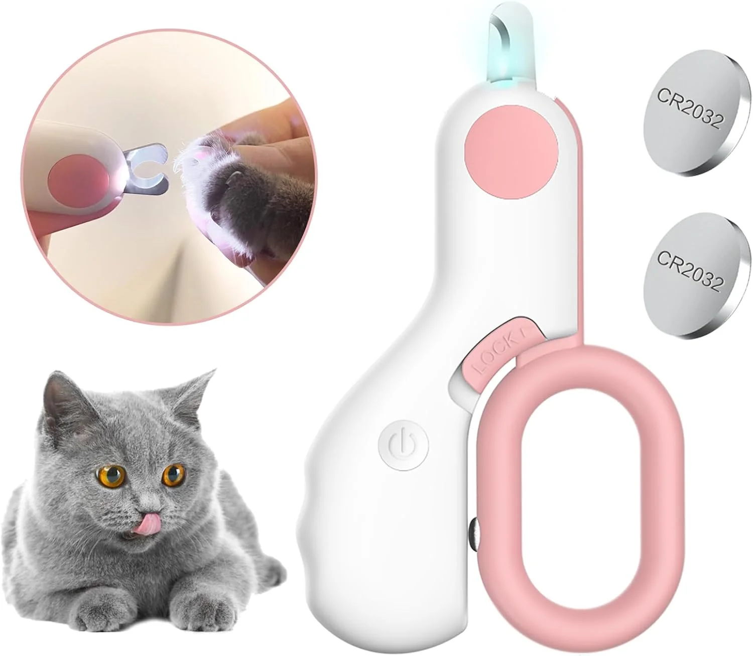 High-Grade Pet Nail Clippers with LED Lights cat Nail Clippers for Indoor Cats Nail Trimmer Clippers for Small Dog Nail Trimmers Cats Rabbits Nail Clippers Bird Kittens Pink Original