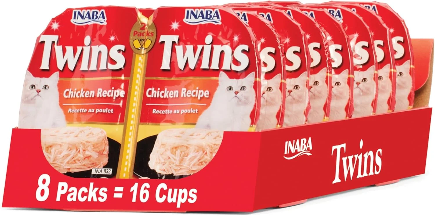 Selected INABA Twins for Cats Side Dish Topper Cups 1.23 Ounces per Serving 16 Servings Chicken Recipe Excellent