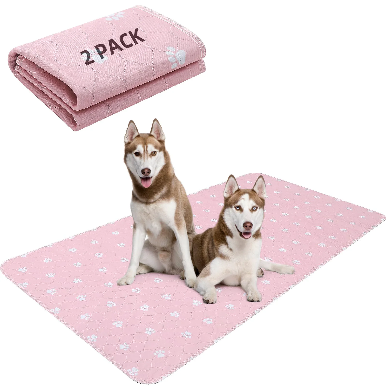 Specialty PUPTECK Washable Pee Pads for Dogs - 36x72 in Pink Pack of 2 Waterproof Reusable Contemporary