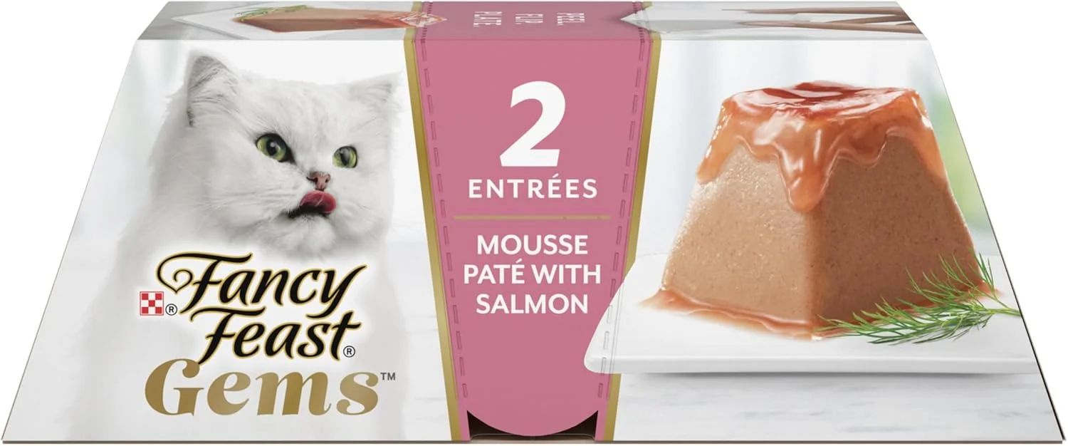 High-Grade Fancy Feast Gems Pate Cat Food Mousse With Salmon and a Halo of Savory Gravy Cat Food - Pack of 8 4 oz. Boxes Optimized