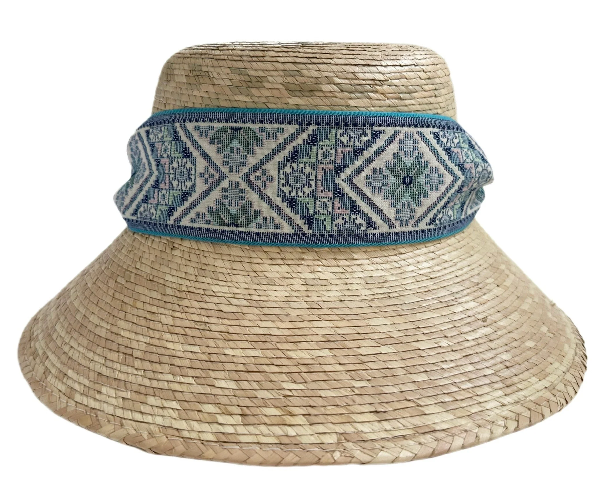 Durable Clematis Bucket Hat - Vintage Blue Azure Tapestry Short Ribbon Classic