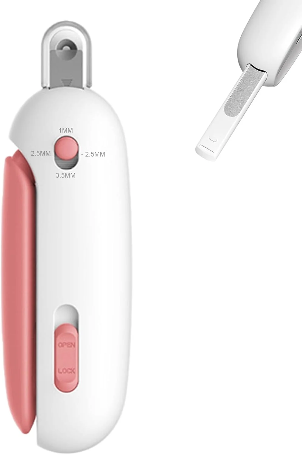 Pure Pett Nail Clipper for Cats - Gentle Round-Hole Trimmer with Dust Storage Adjustable Size Hidden Nail File Pet Grooming Tool for Safe Loving Care Pink Minimalist