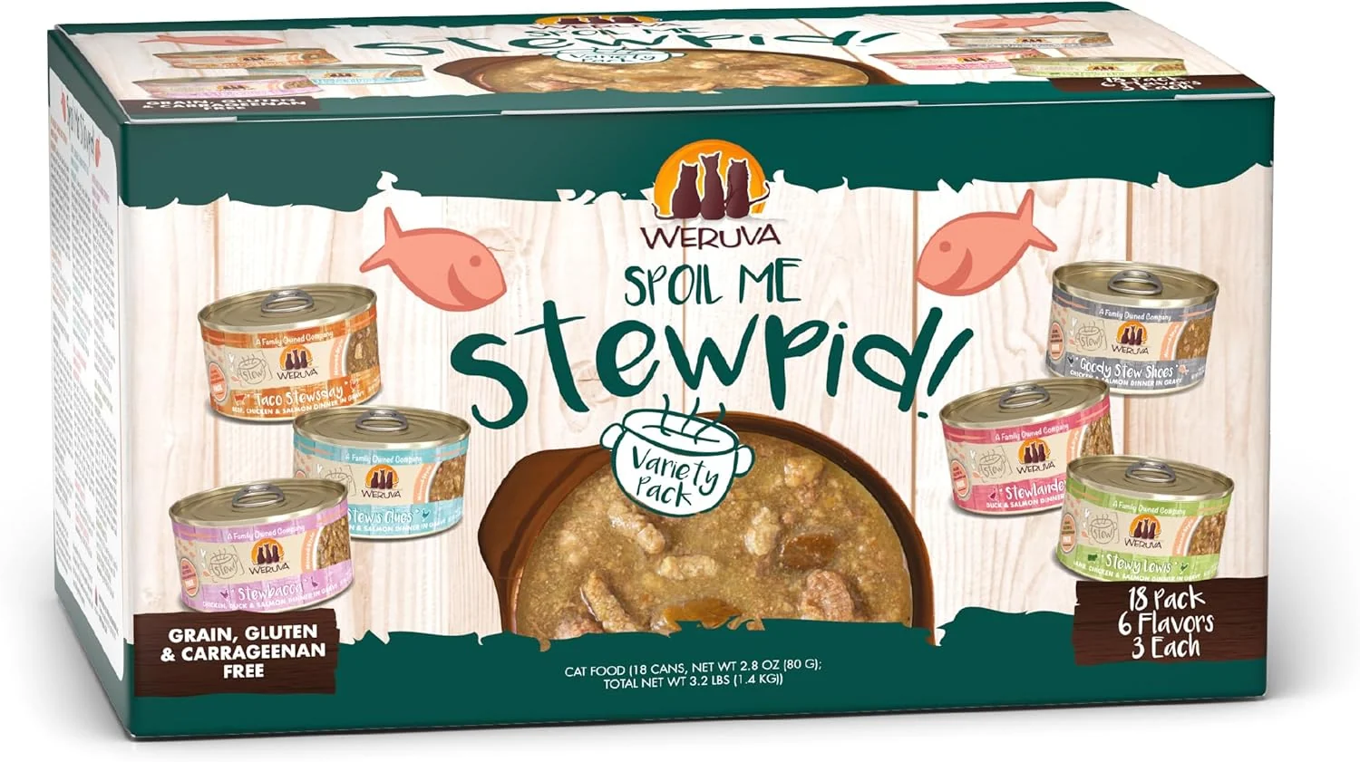 Reusable Weruva Classic Stews Cat Food Spoil Me Stewpid Variety Pack 3oz Can Pack of 18 Casual