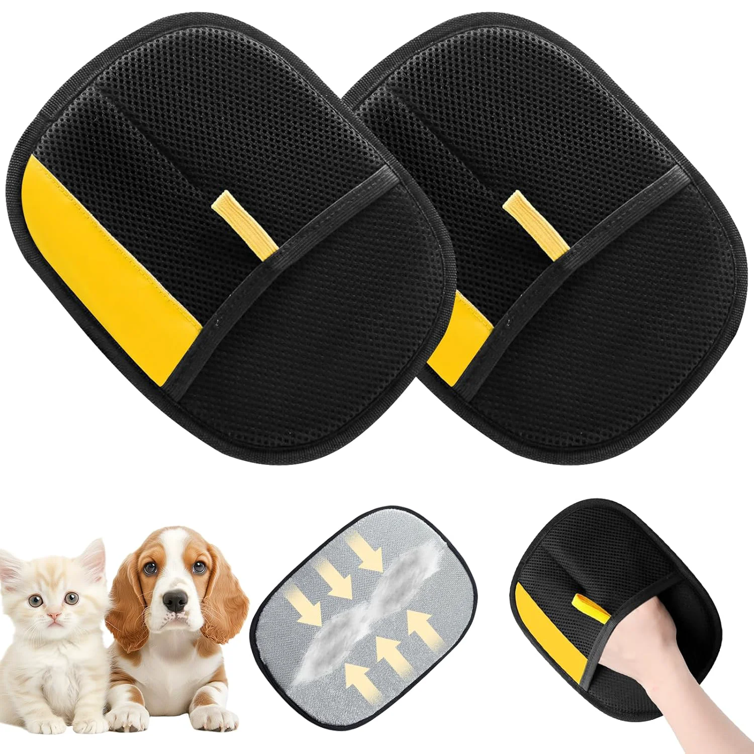 Verified 2PCS Pet Hair Remover Gloves Electrostatic Pet Hair Removal Gloves for Cats Dogs Reusable Double Sided Pet Hair Remover Versatile Grooming Gloves for Washing Deshedding Grooming High-Grade