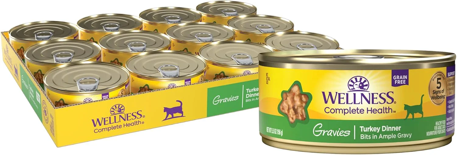 High-Performance Wellness Complete Health Gravy Adult Wet Cat Food Natural Protein-Rich Grain 5.5 Ounce 12 Pack Turkey Dinner Carefully Designed