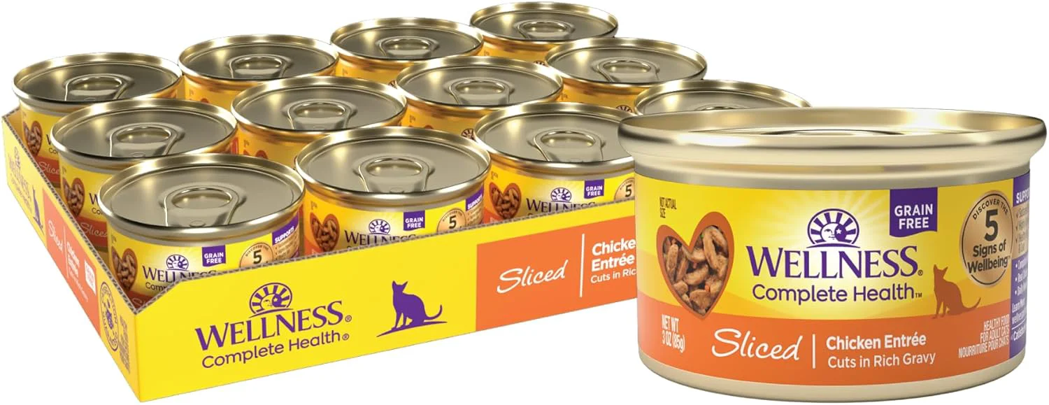 Premium Wellness Complete Health Sliced Adult Wet Cat Food Natural Protein-Rich Grain 3 Ounce 24 Pack Chicken Entrée Optimized