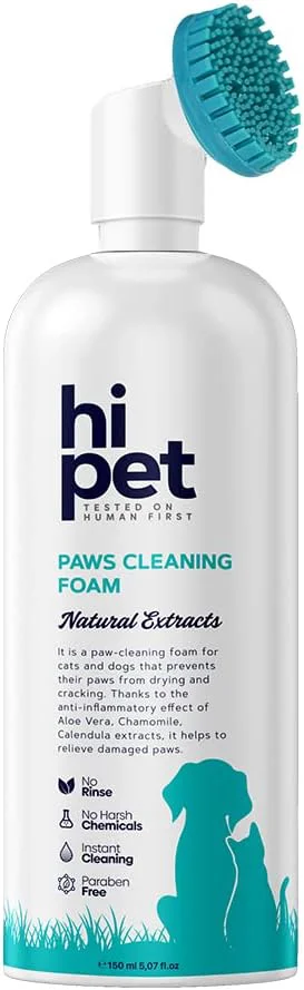 Sophisticated Hi Pet Dog Paw Cleaner Foam with Built-in Paw Scrubber Brush Paw Cleaner for Dogs and Cats Cat and Dog Paw Moisturizer Effortless and Easy-to-Use Bottle Design Dog Feet Cleaner 5.07 Fl Oz Traditional