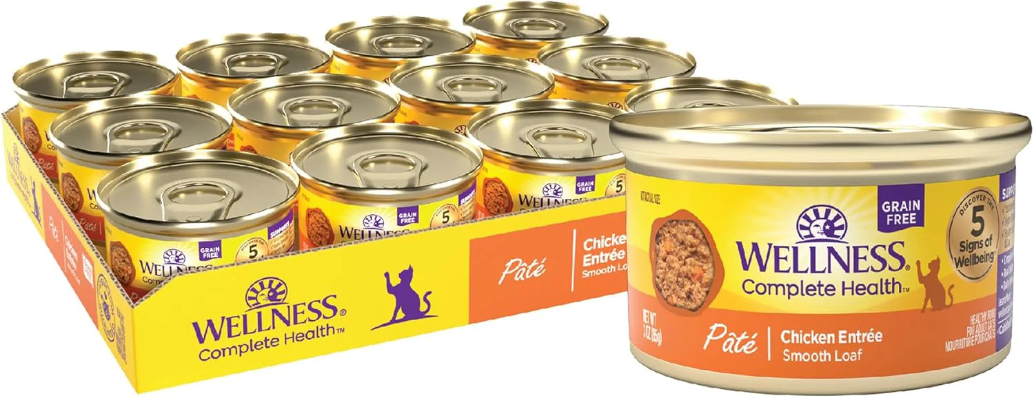 Minimalist Wellness Complete Health Pate Adult Wet Cat Food Natural Protein-Rich Grain 3 Ounce 24 Pack Chicken Enhanced