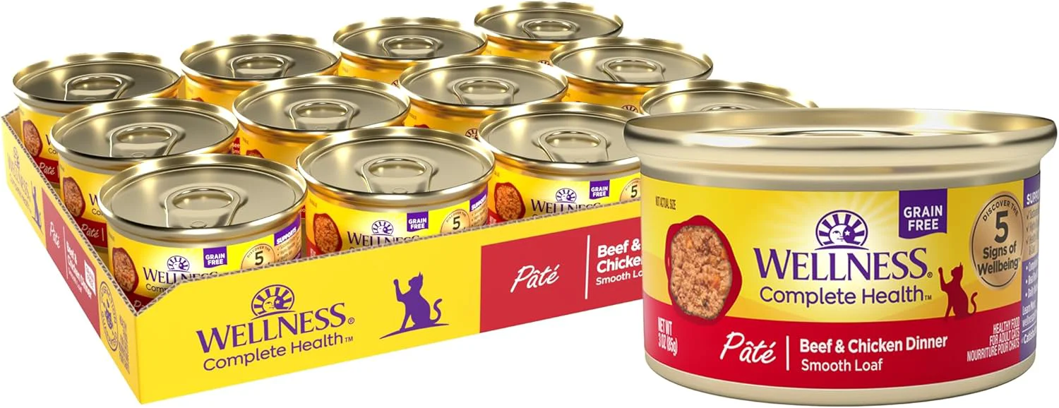 Trusted Wellness Complete Health Pate Adult Wet Cat Food Natural Protein-Rich Grain 3 Ounce 24 Pack Beef Chicken Exceptional
