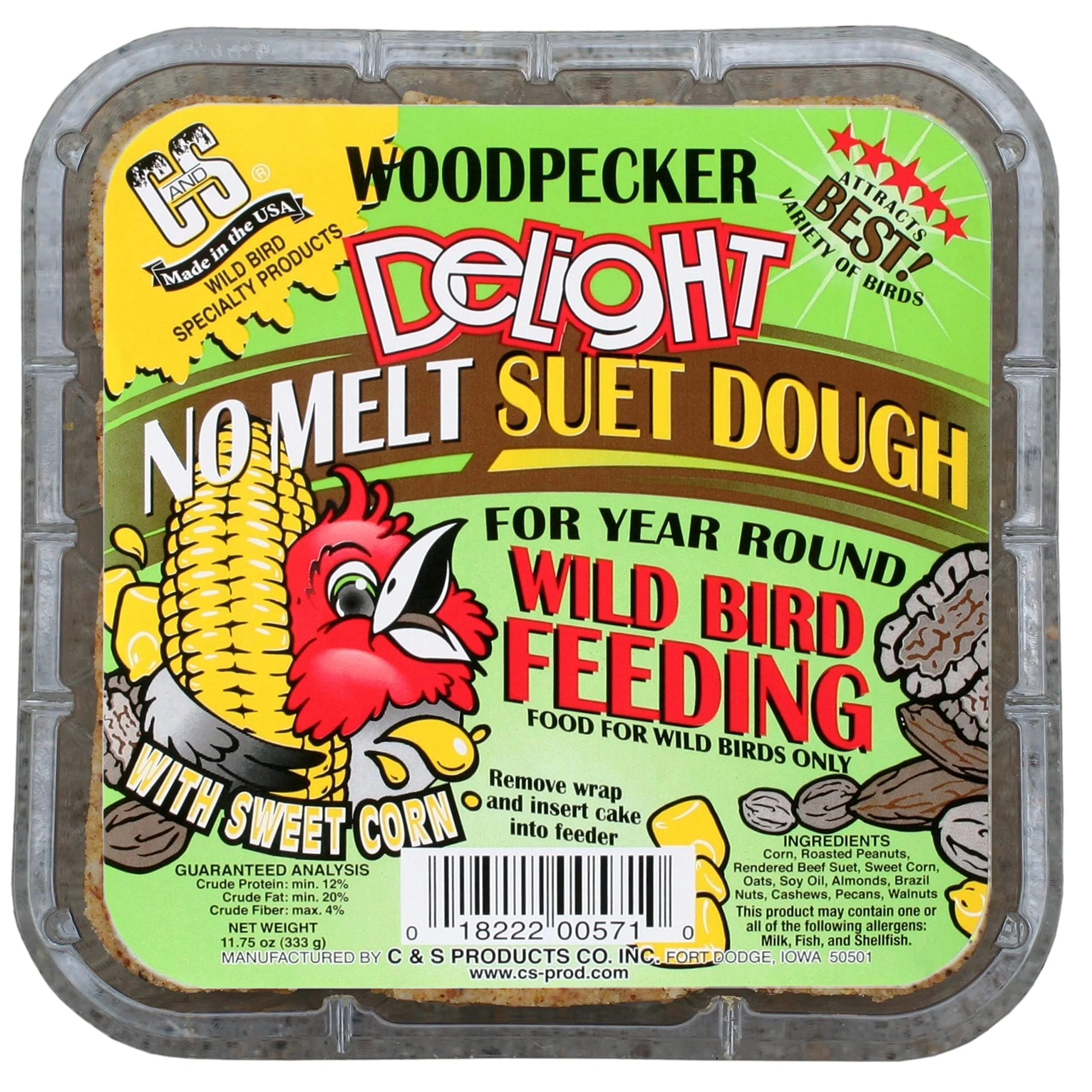 Dependable C S Woodpecker Delight No Melt Suet Dough 11.75 oz – 12 Pack Year-Round Wild Bird Feeding Responsible