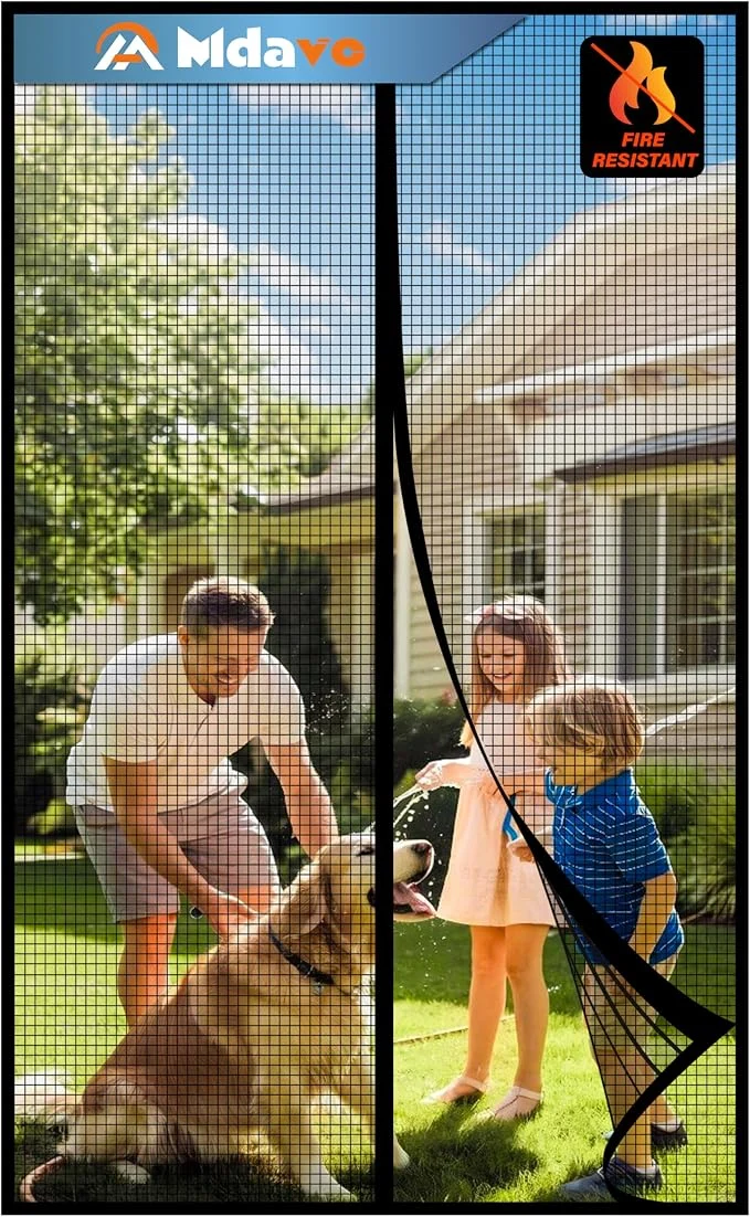 Comfortable Magnetic Screen Door，Fiberglass Screen Door Mesh，Keep Bugs Out Heavy-Duty Mesh High-Performance