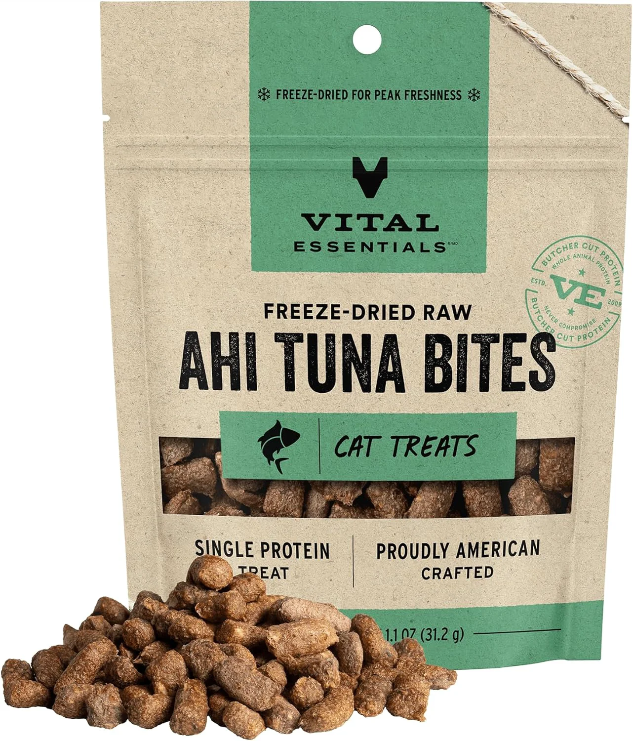 Versatile Vital Essentials Ahi Tuna Bites Cat Treats 1.1 oz ze-Dried Raw Single Protein Grain Gluten Filler Dependable