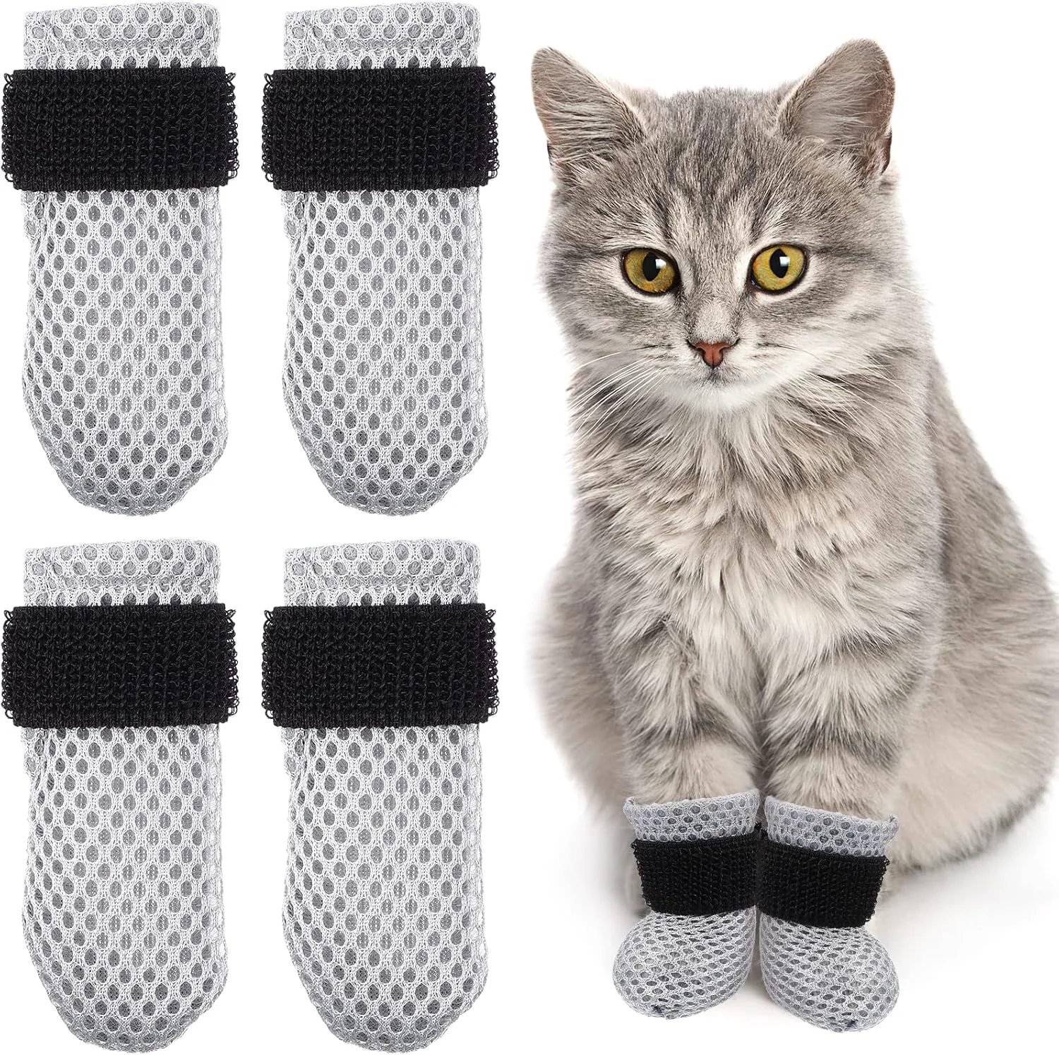 Verified 4Pcs Cat Nail Caps Cats Booties Mittens Paw Covers Caps Shoes for Bathing Shaving Checking Nail Cutting Pet Grooming Socks AntiScratch Adjustable Pet Claw Protector Foot Sleeves Grey M Authentic
