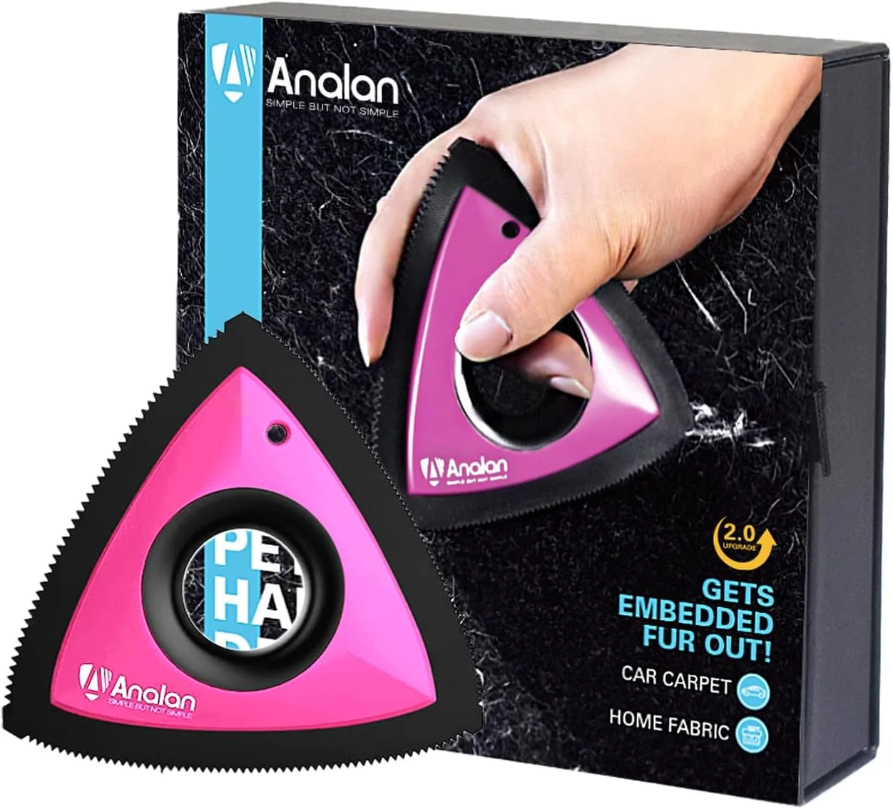Clean Analan Mini Pet Hair Remover for Car Detailing Supplies Carpet Dog Hair Remover for Car Interior Triangle Dog Hair Remover for Auto Detailing Couch Furniture Lint Carpet Rose Pink Unique