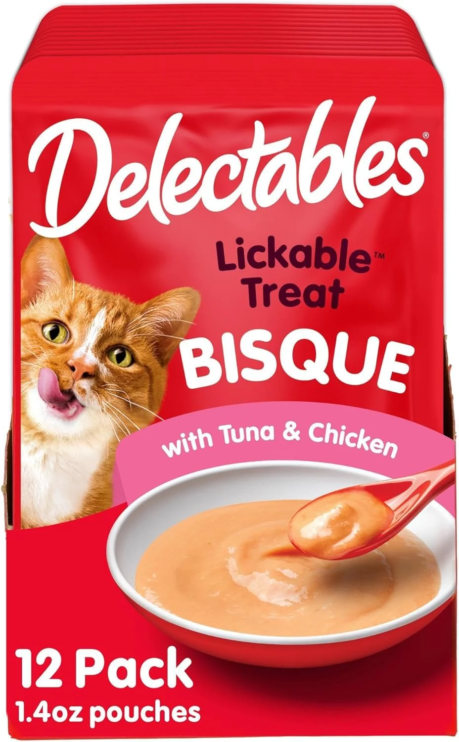 Breathable Delectables Bisque Lickable Wet Cat Treats - Tuna Chicken 1.4 oz Pack of 12 Luxury