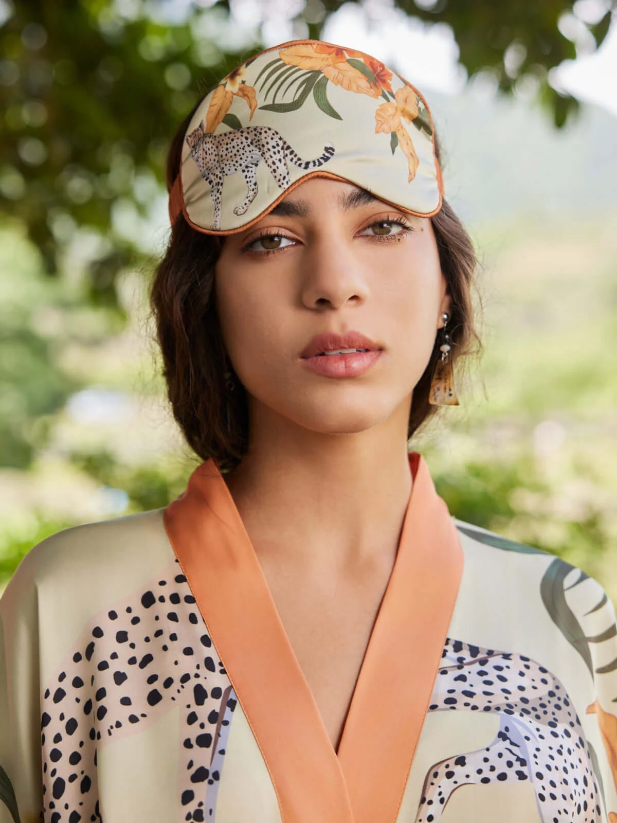 Smooth Orange Leopard Charmeuse Asian Inspired Sleep Mask Effective