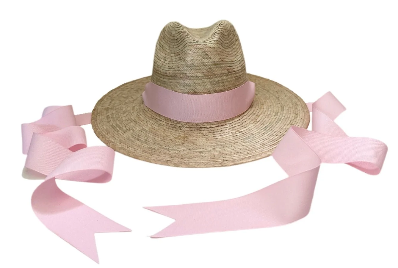 Consistent Zinnia Sun Hat for Little Girls Age 4-10 - Long Pastel Pink Grosgrain Ribbon Versatile
