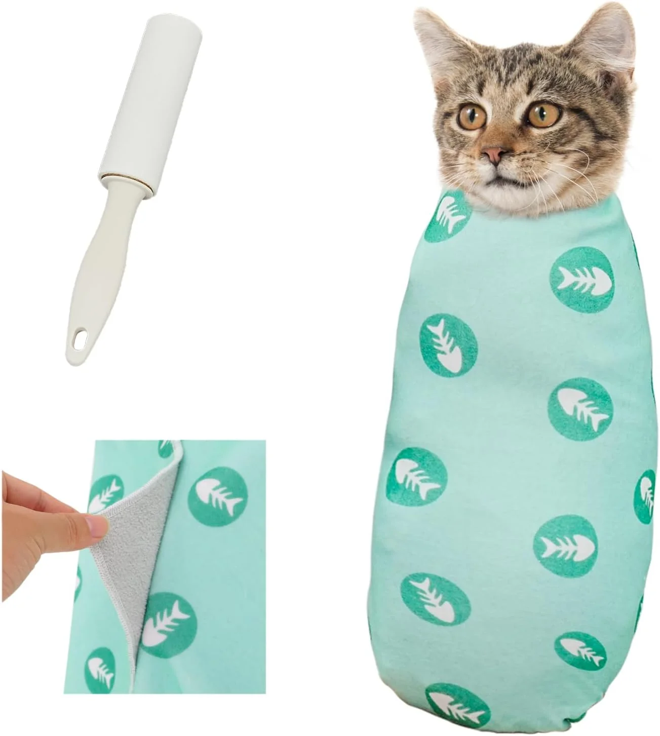 Smart Supet Cat Wrap for Cutting Nails 2025 Self-Adherent Cat Grooming Wrap Anti-Escape Calming Cat Swaddle Wrap for Medicine Nail Clipping Teeth Brushing Ear Cleaning Outstanding