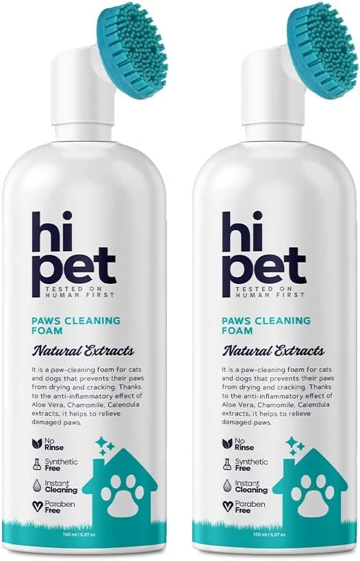 Exceptional Hi Pet Dog Paw Cleaner Foam with Built-in Paw Scrubber Brush Paw Cleaner for Dogs and Cats Cat and Dog Paw Moisturizer Effortless and Easy-to-Use Bottle Design Dog Feet Cleaner Pack of 2 Reusable