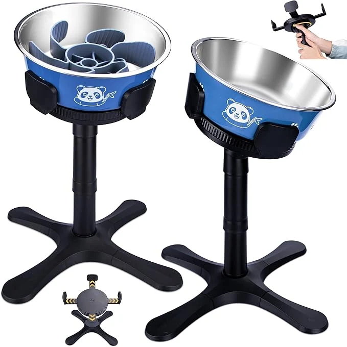 Advanced d Slow Feeder Dog Bowl Adjustable Stand Tilted ABS Base Fits 5.5-9.5 Bowls Anti-Spill Non-Slip Heavy Duty for Med Large Dogs with Stainless Steel Bowls 2 Pack About ThisOverview Expertly Made
