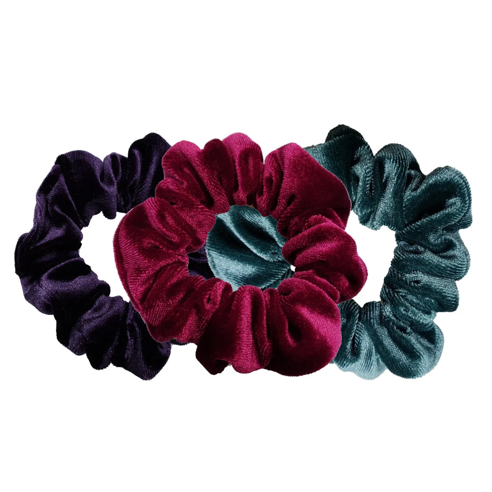 Eco-Friendly Luxe Velvet Scrunchie 3-Pack Wild Berry Trendy